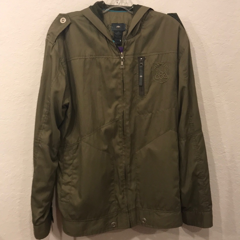 686 Hooded pullover windbreaker olive green Medium